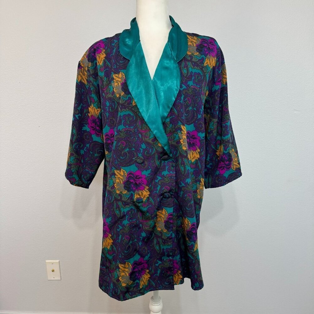 VTG Victoria's Secret Women's Gold Label Nightshirt Sleepshirt Floral Multi Sz L